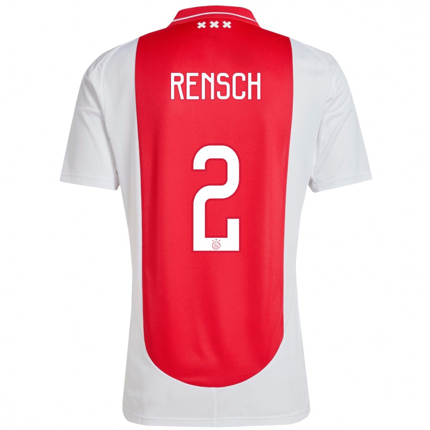 Kids Football Devyne Rensch #2 Red White Home Jersey 2024/25 T-Shirt Nz