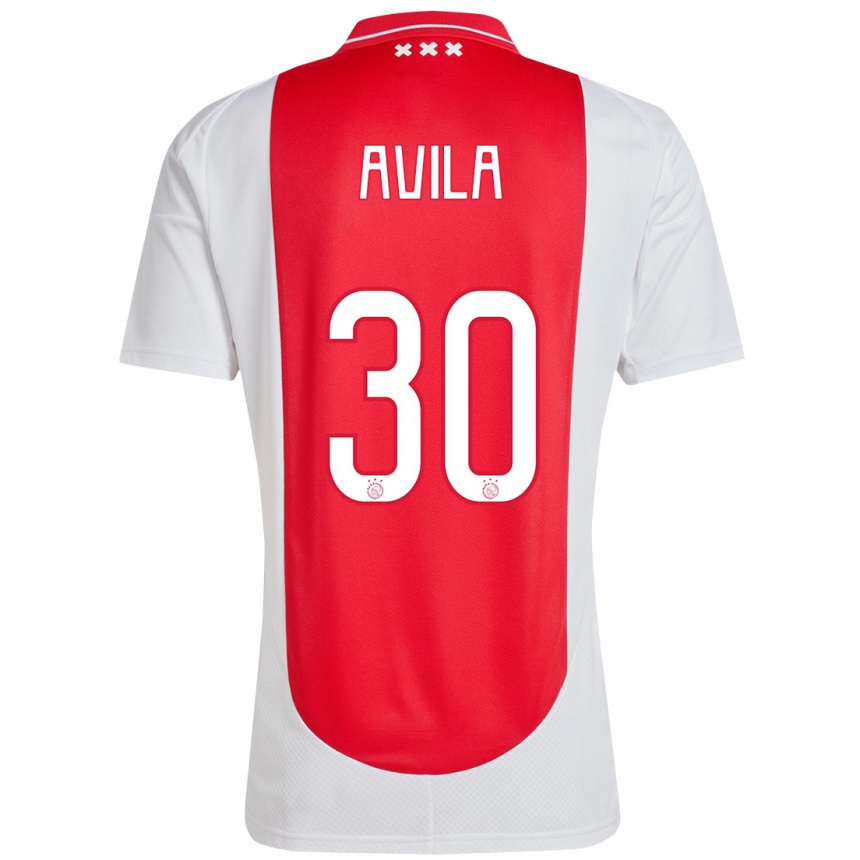 Kids Football Gastón Ávila #30 Red White Home Jersey 2024/25 T-Shirt Nz