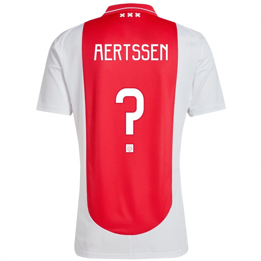 Kids Football Olivier Aertssen #0 Red White Home Jersey 2024/25 T-Shirt Nz