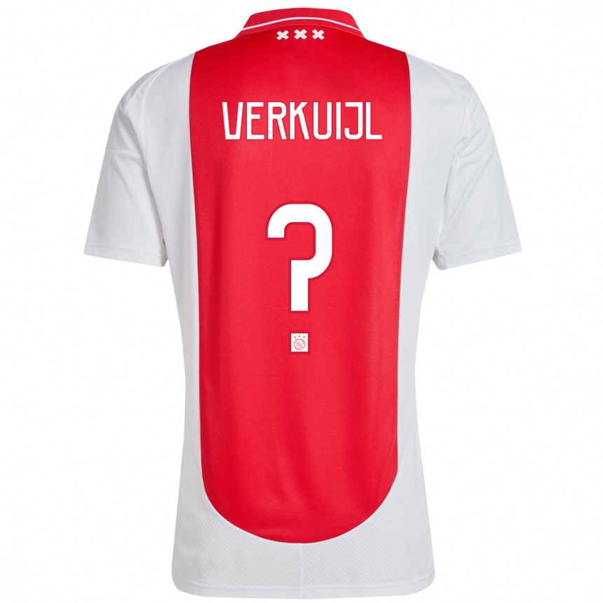 Kids Football Mark Verkuijl #0 Red White Home Jersey 2024/25 T-Shirt Nz