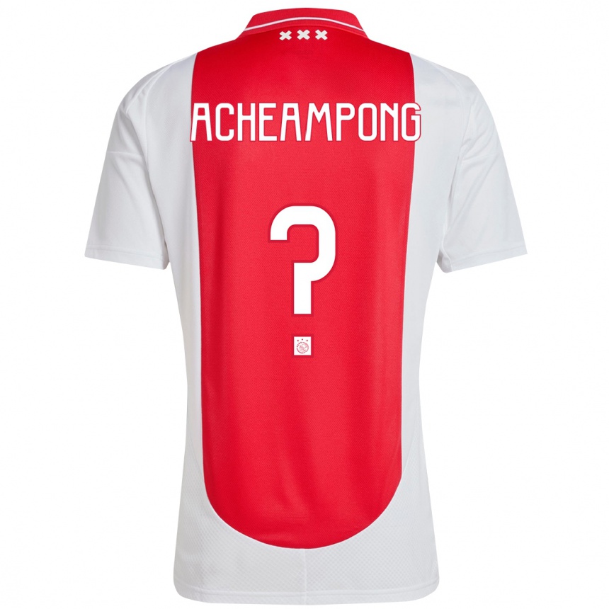 Kids Football Levi Acheampong #0 Red White Home Jersey 2024/25 T-Shirt Nz