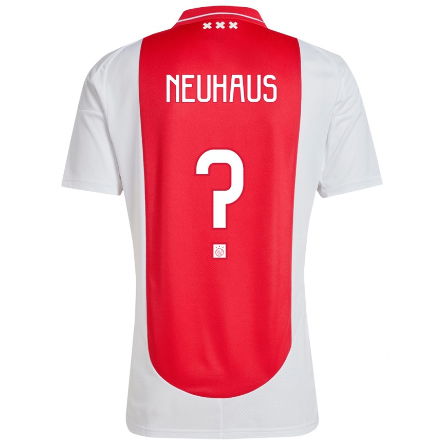 Kids Football Renzo Neuhaus #0 Red White Home Jersey 2024/25 T-Shirt Nz