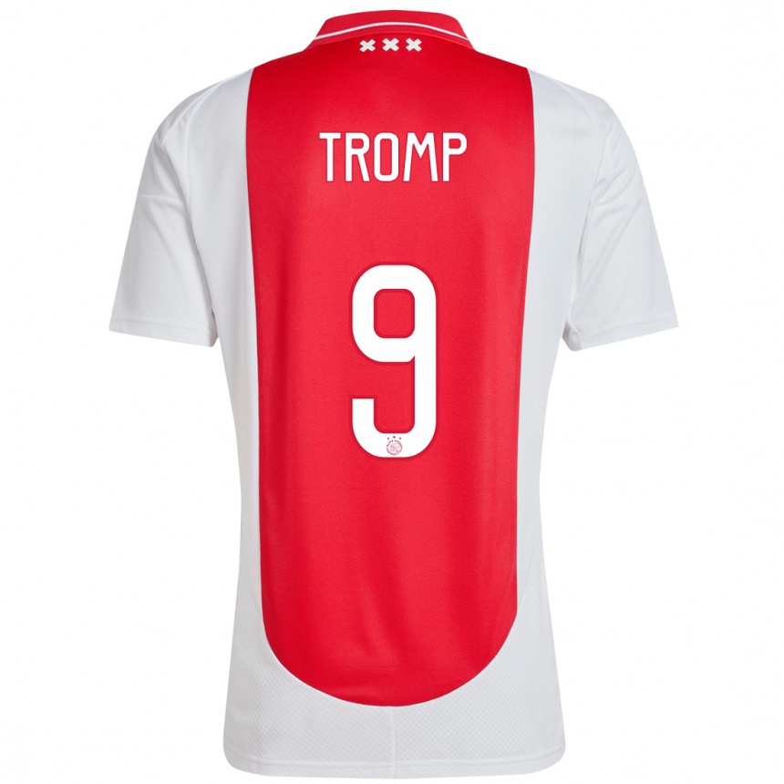 Kids Football Nikita Tromp #9 Red White Home Jersey 2024/25 T-Shirt Nz