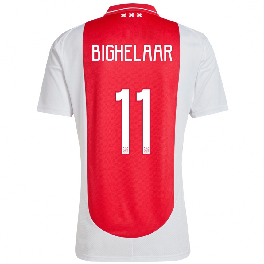 Kids Football Marjolijn Van Den Bighelaar #11 Red White Home Jersey 2024/25 T-Shirt Nz