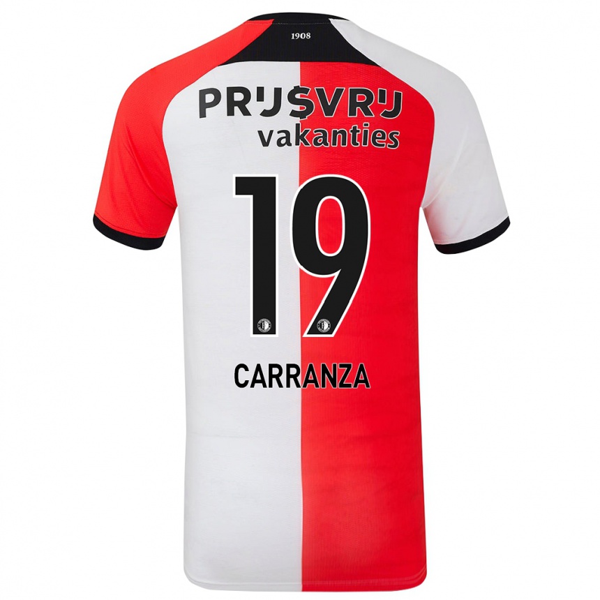 Kids Football Julián Carranza #19 Red White Home Jersey 2024/25 T-Shirt Nz