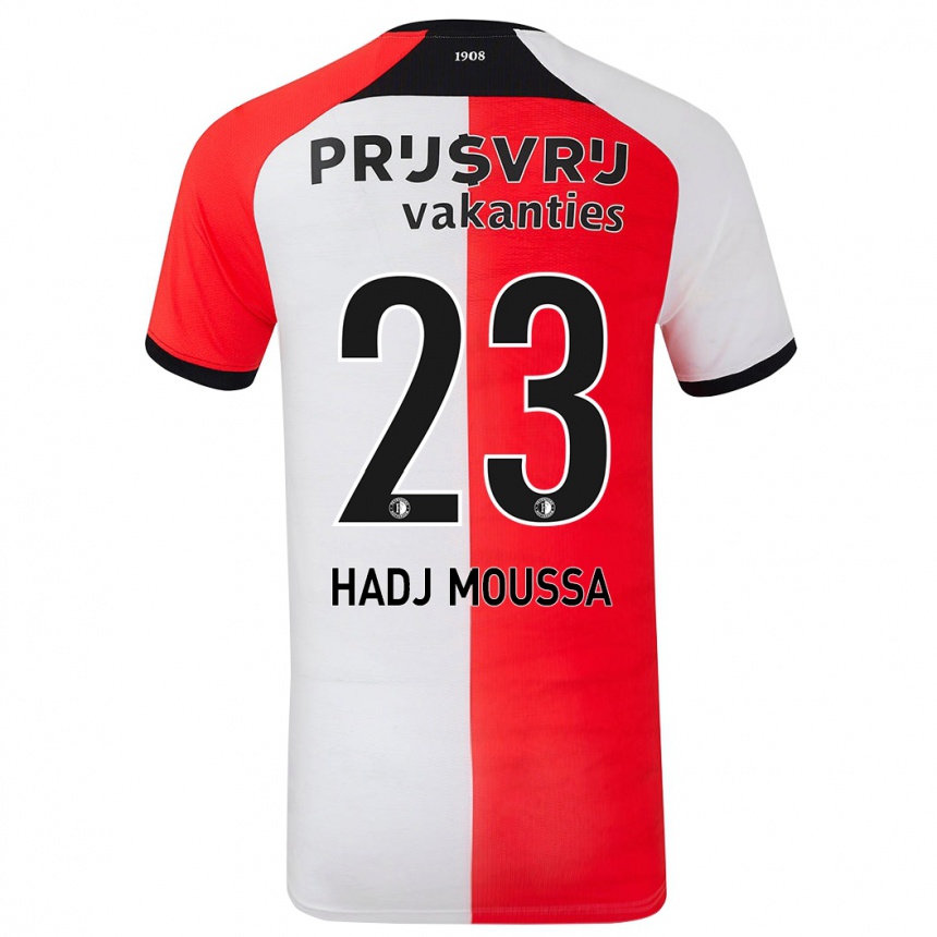 Kids Football Anis Hadj Moussa #23 Red White Home Jersey 2024/25 T-Shirt Nz