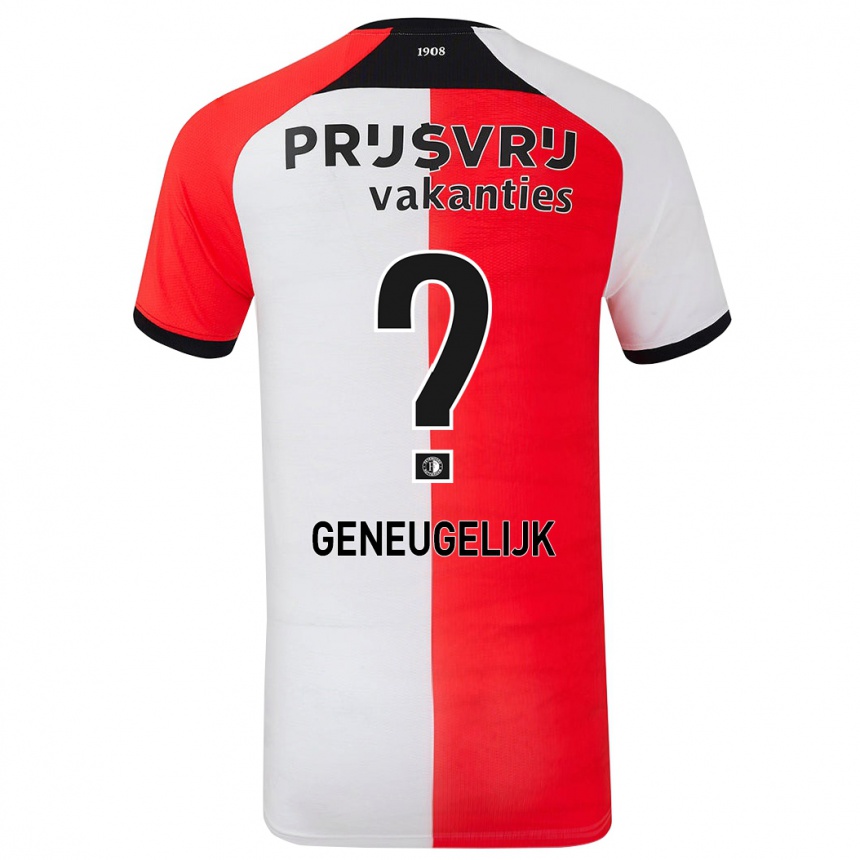 Kids Football Ivar Geneugelijk #0 Red White Home Jersey 2024/25 T-Shirt Nz