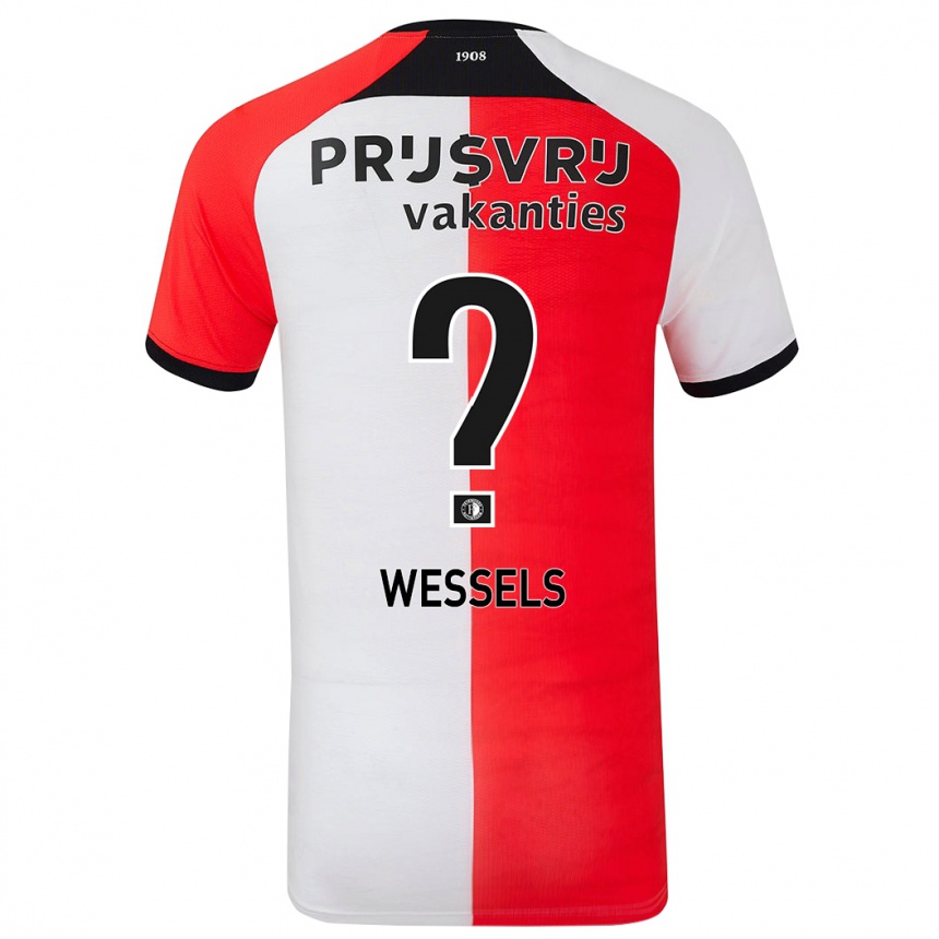 Kids Football Tijme Wessels #0 Red White Home Jersey 2024/25 T-Shirt Nz