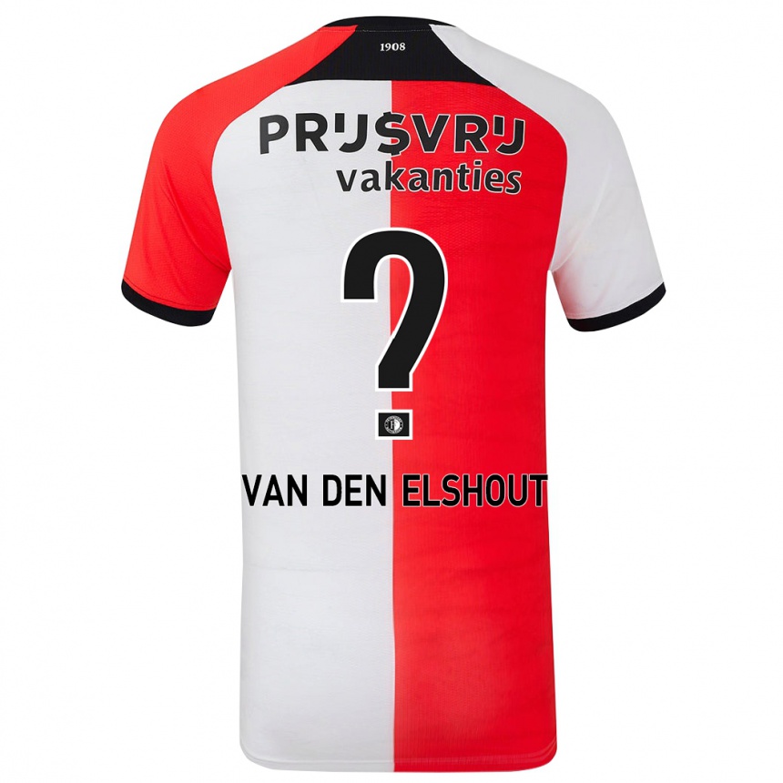 Kids Football Tobias Van Den Elshout #0 Red White Home Jersey 2024/25 T-Shirt Nz