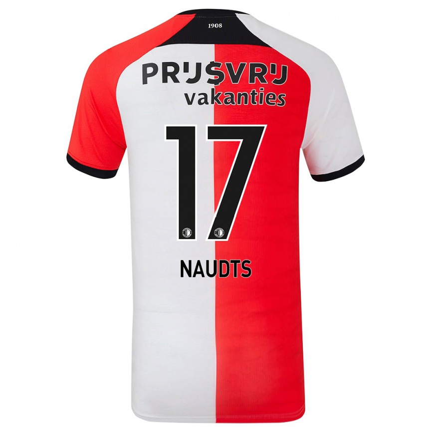 Kids Football Jamir Naudts #17 Red White Home Jersey 2024/25 T-Shirt Nz