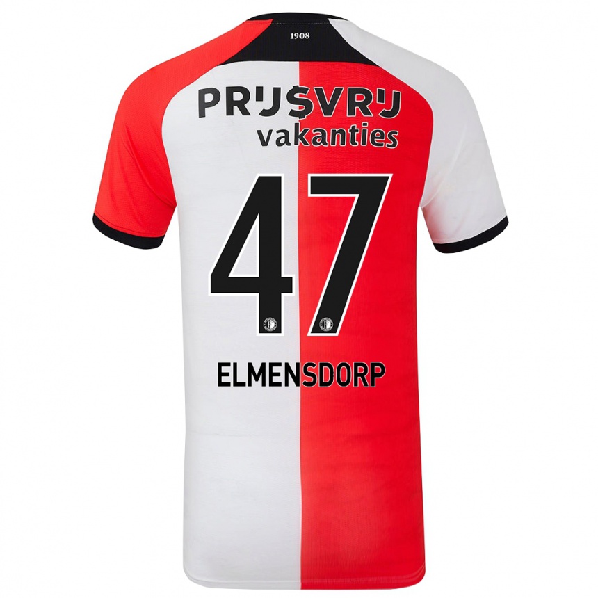 Kids Football Paris Elmensdorp #47 Red White Home Jersey 2024/25 T-Shirt Nz