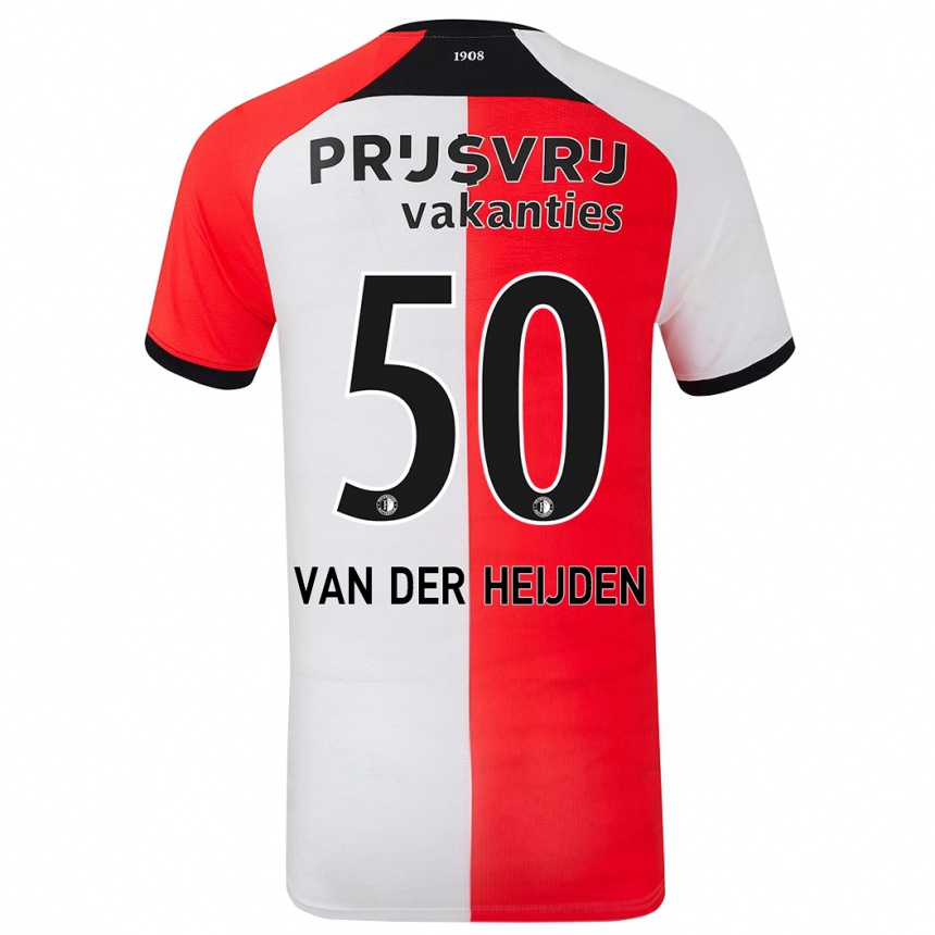 Kids Football Délano Van Der Heijden #50 Red White Home Jersey 2024/25 T-Shirt Nz