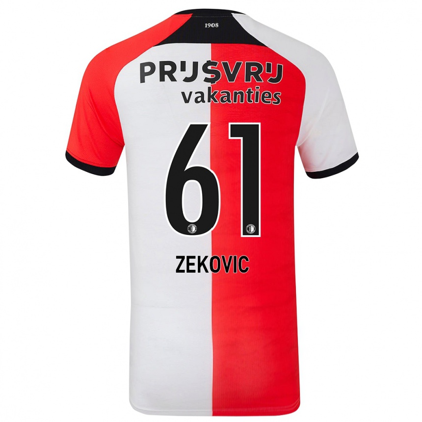 Kids Football Aleks Zekovic #61 Red White Home Jersey 2024/25 T-Shirt Nz