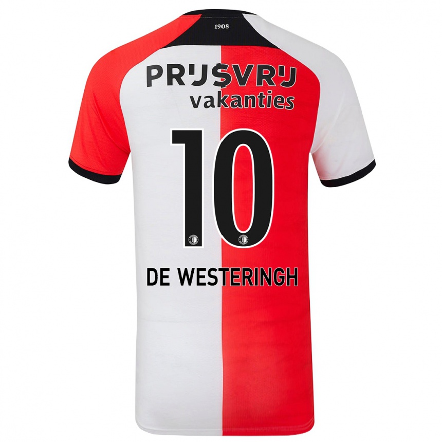 Kids Football Kirsten Van De Westeringh #10 Red White Home Jersey 2024/25 T-Shirt Nz