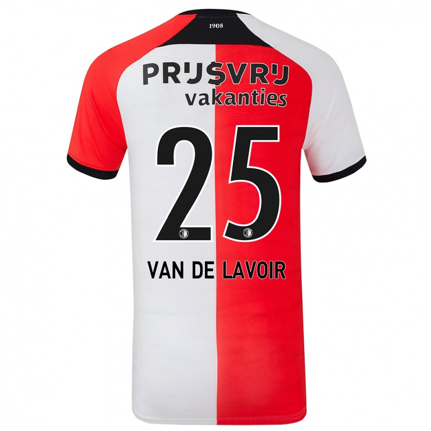 Kids Football Romeé Van De Lavoir #25 Red White Home Jersey 2024/25 T-Shirt Nz