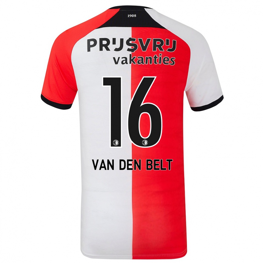 Kids Football Thomas Van Den Belt #16 Red White Home Jersey 2024/25 T-Shirt Nz