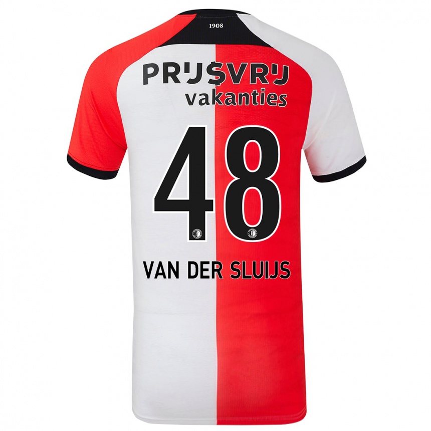 Kids Football Joep Van Der Sluijs #48 Red White Home Jersey 2024/25 T-Shirt Nz