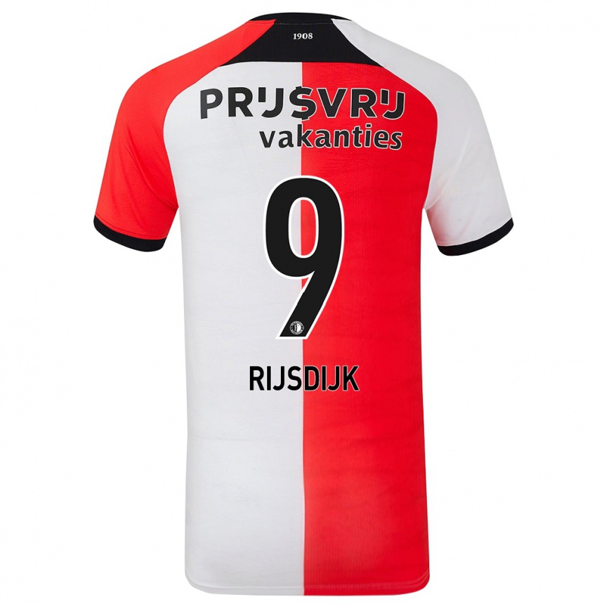 Kids Football Pia Rijsdijk #9 Red White Home Jersey 2024/25 T-Shirt Nz