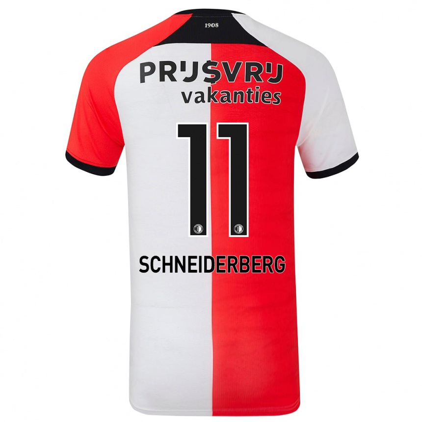 Kids Football July Schneiderberg #11 Red White Home Jersey 2024/25 T-Shirt Nz