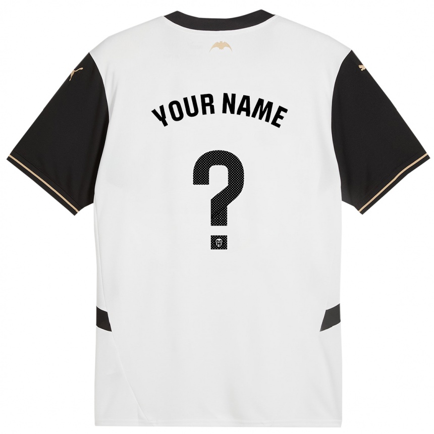 Kids Football Your Name #0 White Black Home Jersey 2024/25 T-Shirt Nz