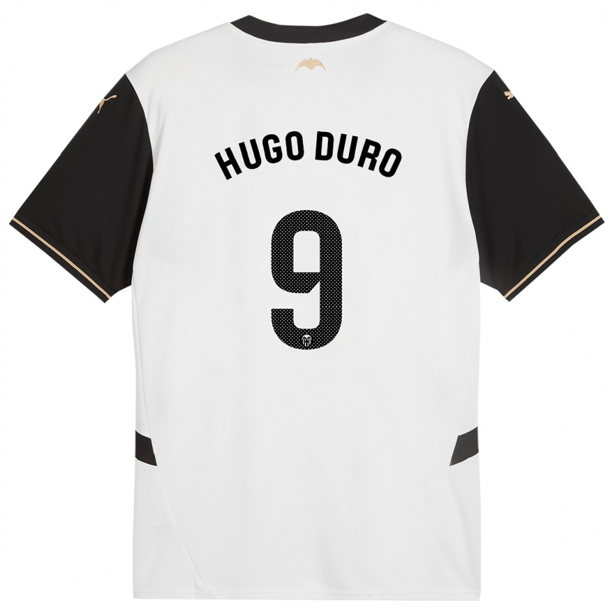 Kids Football Hugo Duro #9 White Black Home Jersey 2024/25 T-Shirt Nz