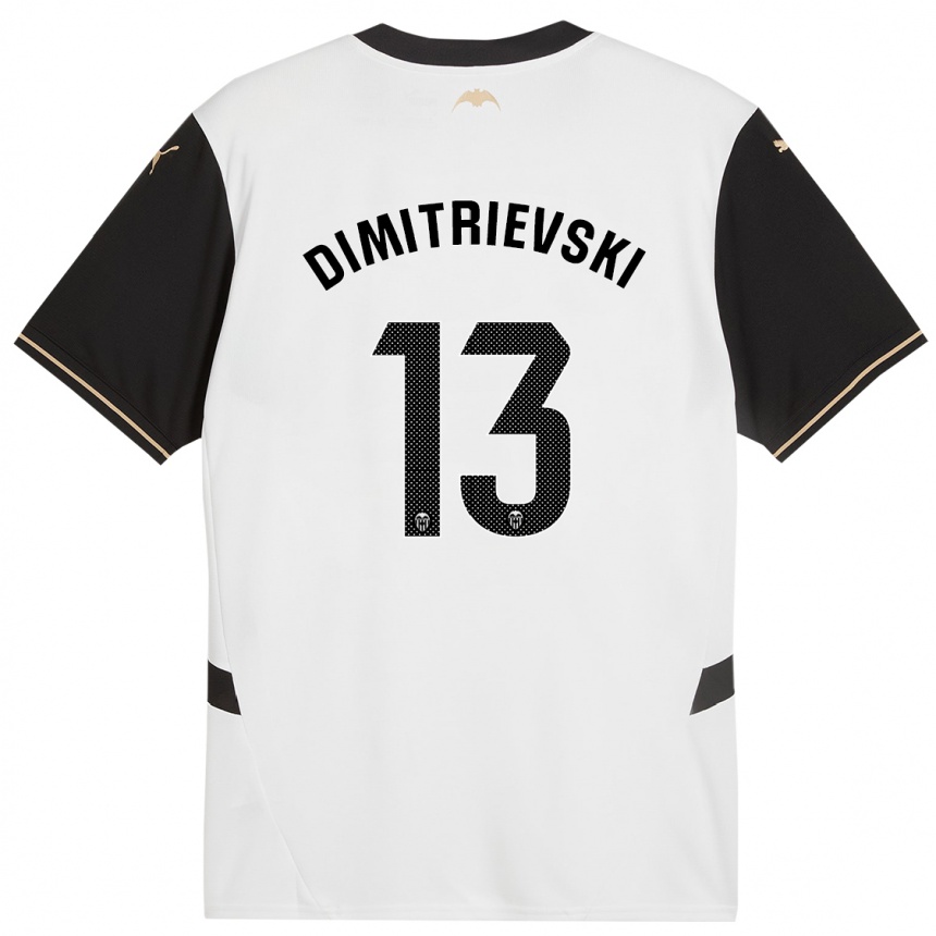 Kids Football Stole Dimitrievski #13 White Black Home Jersey 2024/25 T-Shirt Nz