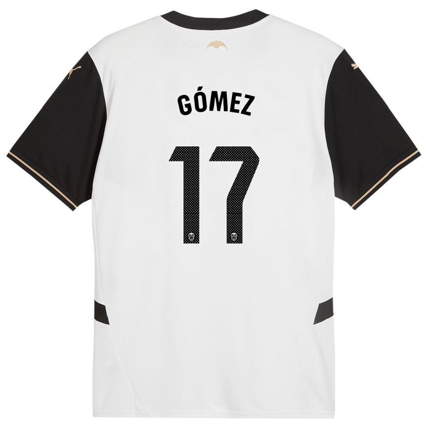 Kids Football Dani Gómez #17 White Black Home Jersey 2024/25 T-Shirt Nz