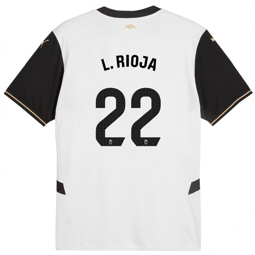 Kids Football Luis Rioja #22 White Black Home Jersey 2024/25 T-Shirt Nz