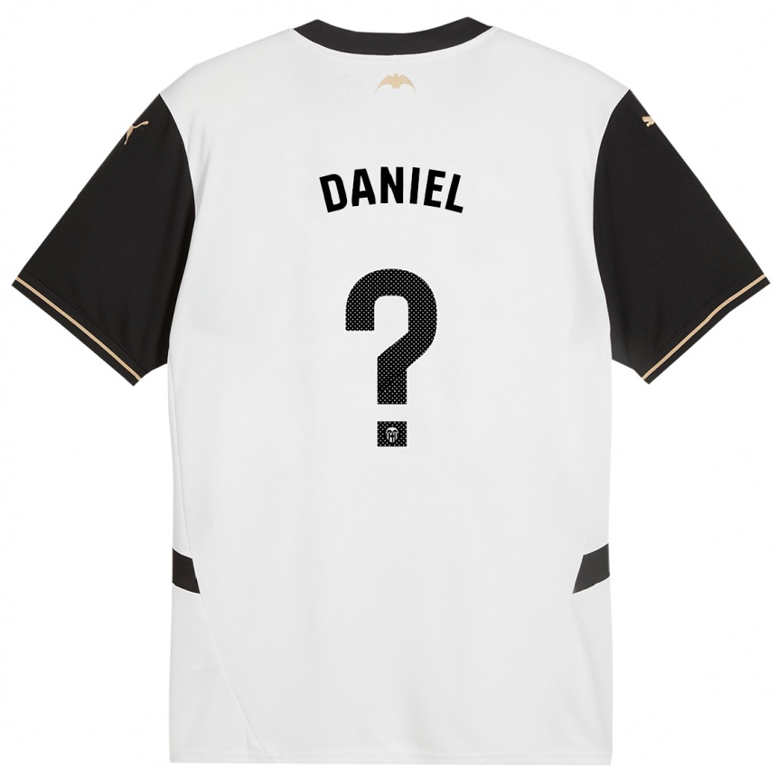 Kids Football Daniel Jiménez #0 White Black Home Jersey 2024/25 T-Shirt Nz