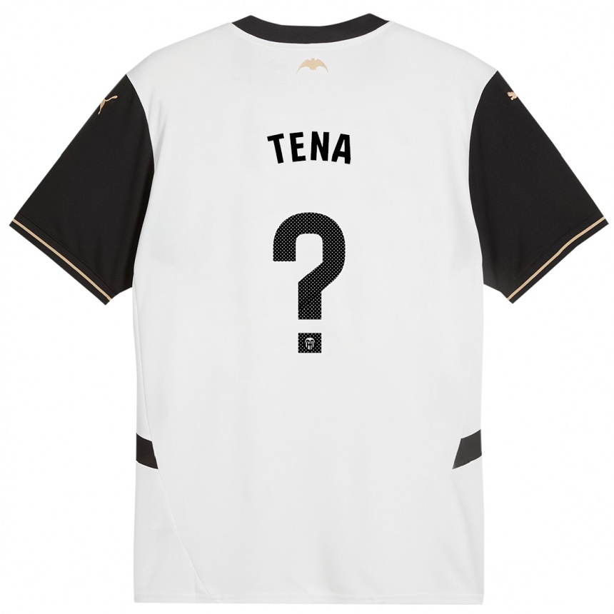 Kids Football Javier Tena #0 White Black Home Jersey 2024/25 T-Shirt Nz