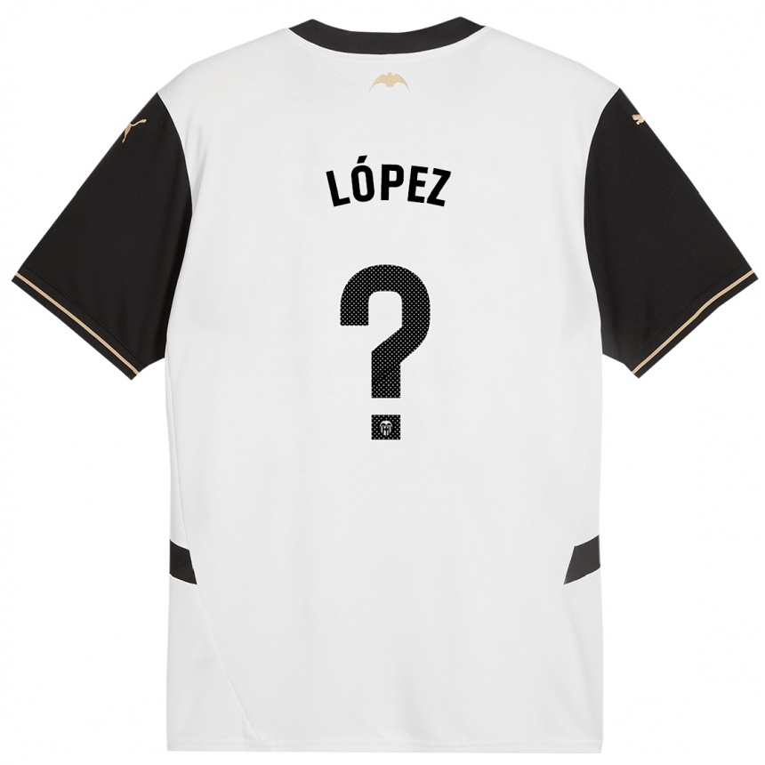 Kids Football Pablo López #0 White Black Home Jersey 2024/25 T-Shirt Nz