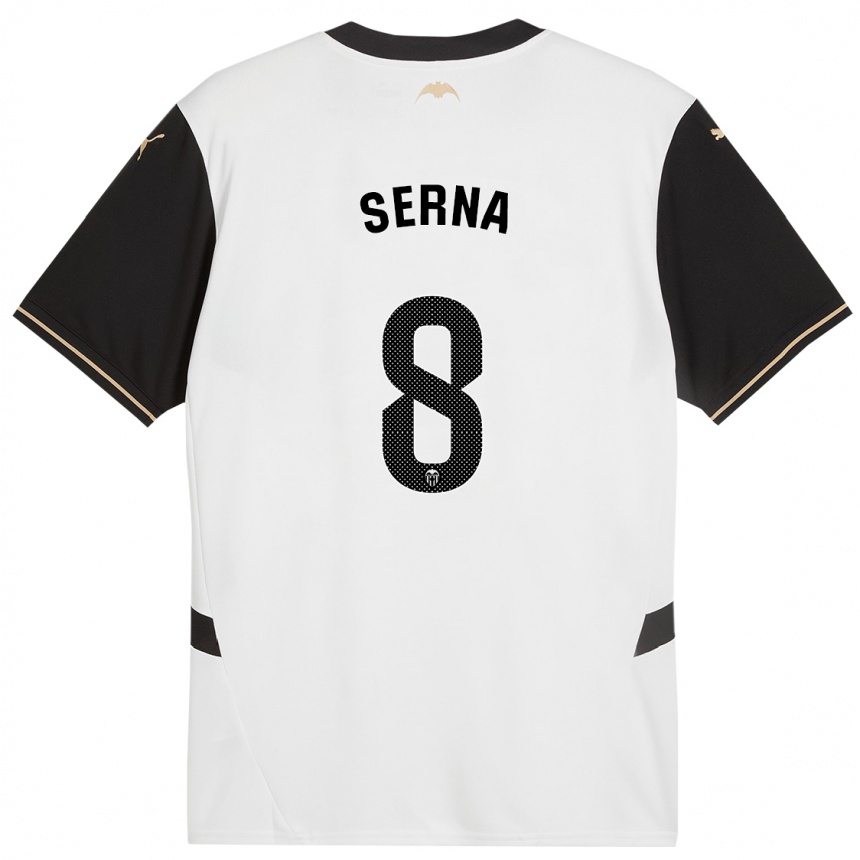 Kids Football Liced Serna #8 White Black Home Jersey 2024/25 T-Shirt Nz