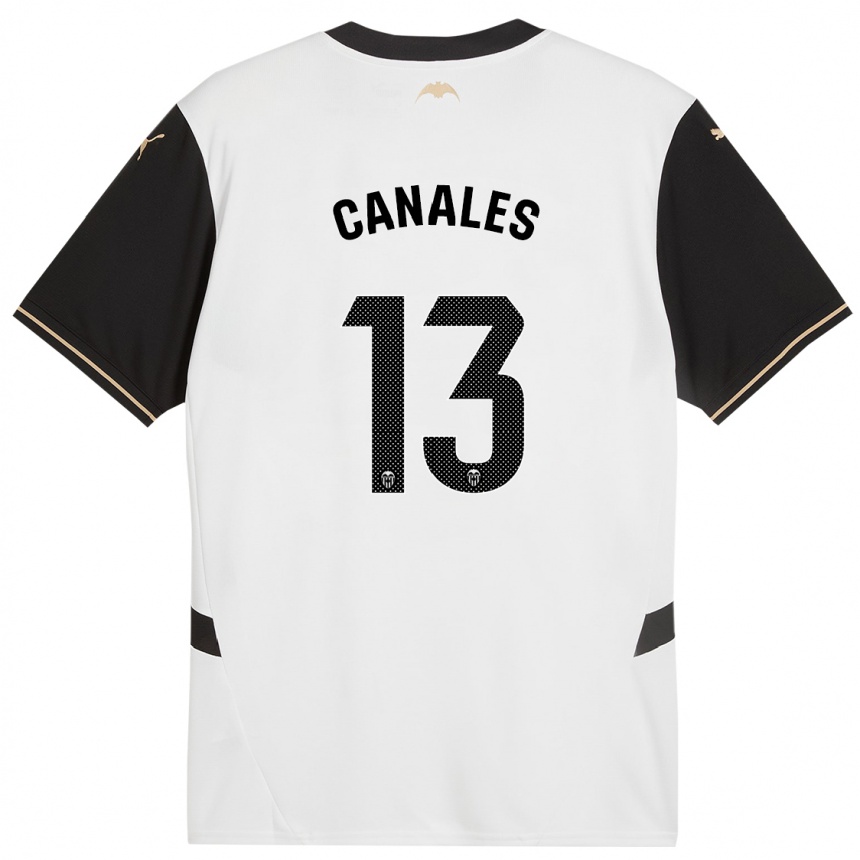 Kids Football Antonia Canales #13 White Black Home Jersey 2024/25 T-Shirt Nz