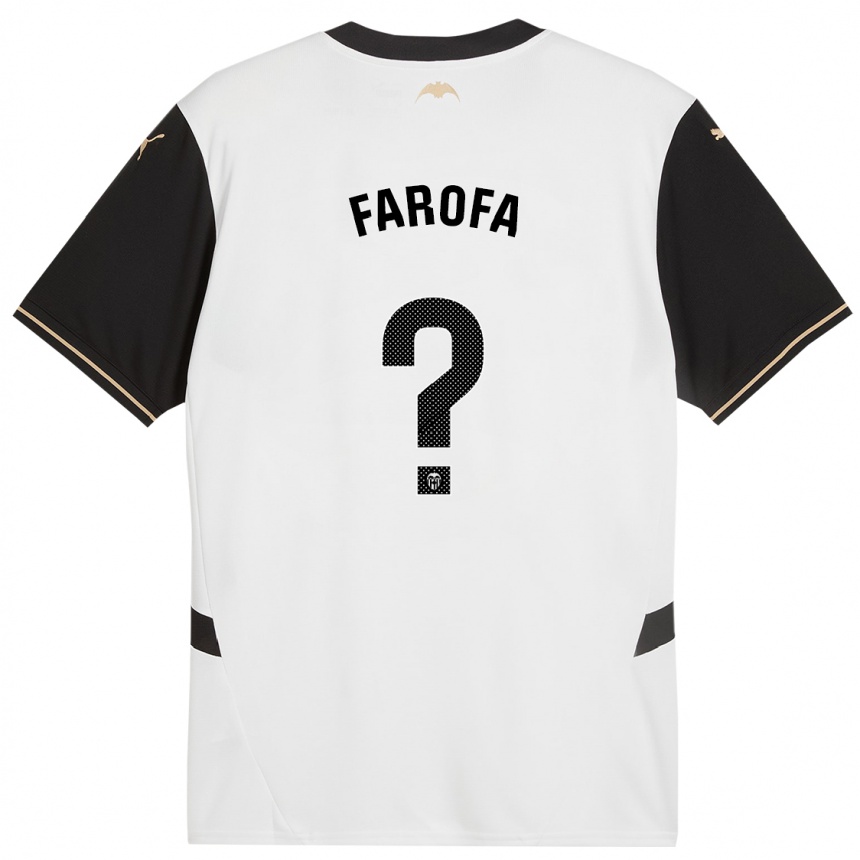 Kids Football Rodrigo Farofa #0 White Black Home Jersey 2024/25 T-Shirt Nz