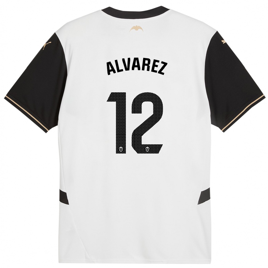 Kids Football Sofia Alvarez #12 White Black Home Jersey 2024/25 T-Shirt Nz