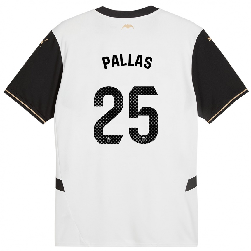 Kids Football Nerea Pallas #25 White Black Home Jersey 2024/25 T-Shirt Nz