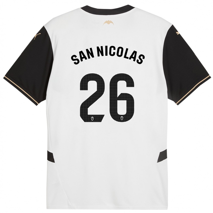 Kids Football Olga San Nicolas #26 White Black Home Jersey 2024/25 T-Shirt Nz