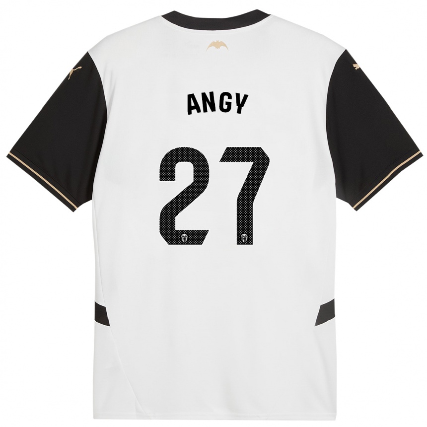 Kids Football Angy #27 White Black Home Jersey 2024/25 T-Shirt Nz