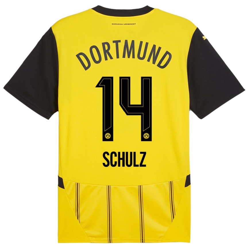 Kids Football Nico Schulz #14 Yellow Black Home Jersey 2024/25 T-Shirt Nz