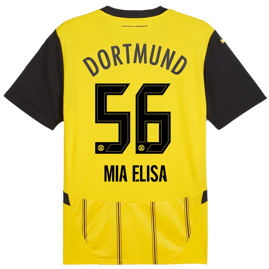 Kids Football Bomnuter Mia Elisa #56 Yellow Black Home Jersey 2024/25 T-Shirt Nz