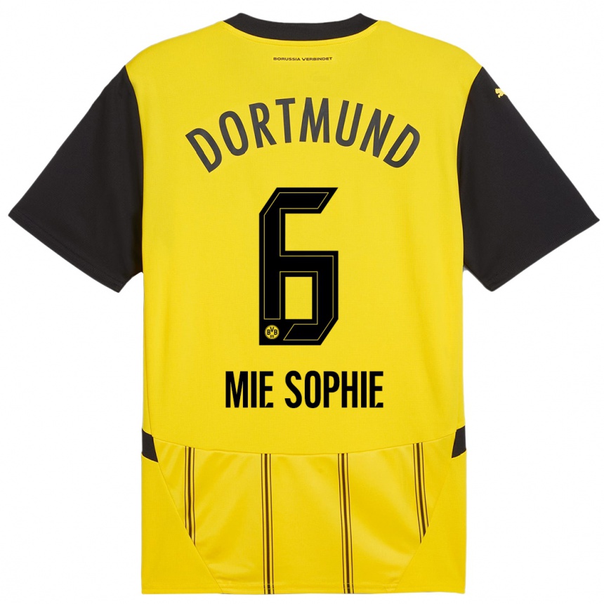 Kids Football Sando Mie Sophie #6 Yellow Black Home Jersey 2024/25 T-Shirt Nz