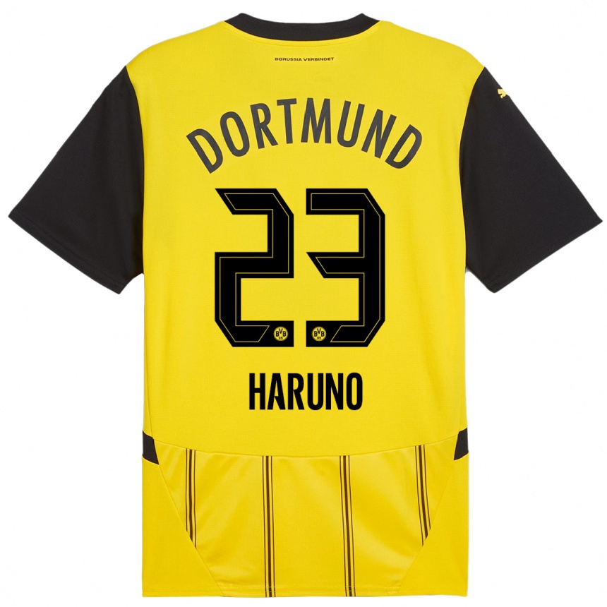 Kids Football Sasaki Haruno #23 Yellow Black Home Jersey 2024/25 T-Shirt Nz