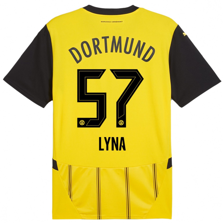 Kids Football Schwarz Lyna #57 Yellow Black Home Jersey 2024/25 T-Shirt Nz