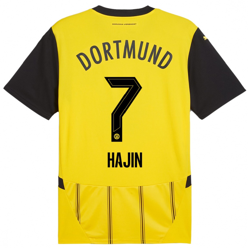 Kids Football So Hajin #7 Yellow Black Home Jersey 2024/25 T-Shirt Nz