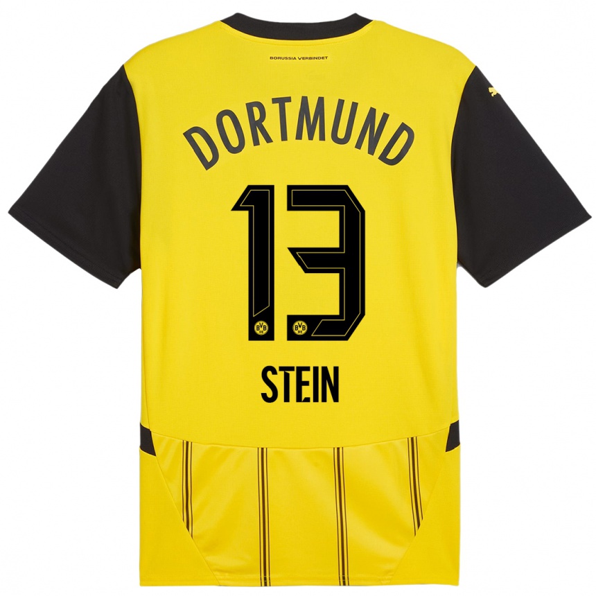 Kids Football Daniel Stein #13 Yellow Black Home Jersey 2024/25 T-Shirt Nz