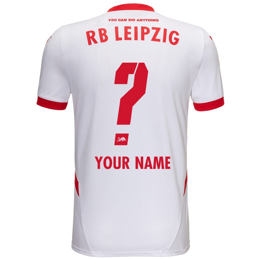 Kids Football Your Name #0 White Red Home Jersey 2024/25 T-Shirt Nz