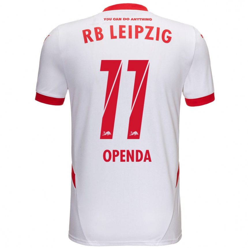 Kids Football Loïs Openda #11 White Red Home Jersey 2024/25 T-Shirt Nz