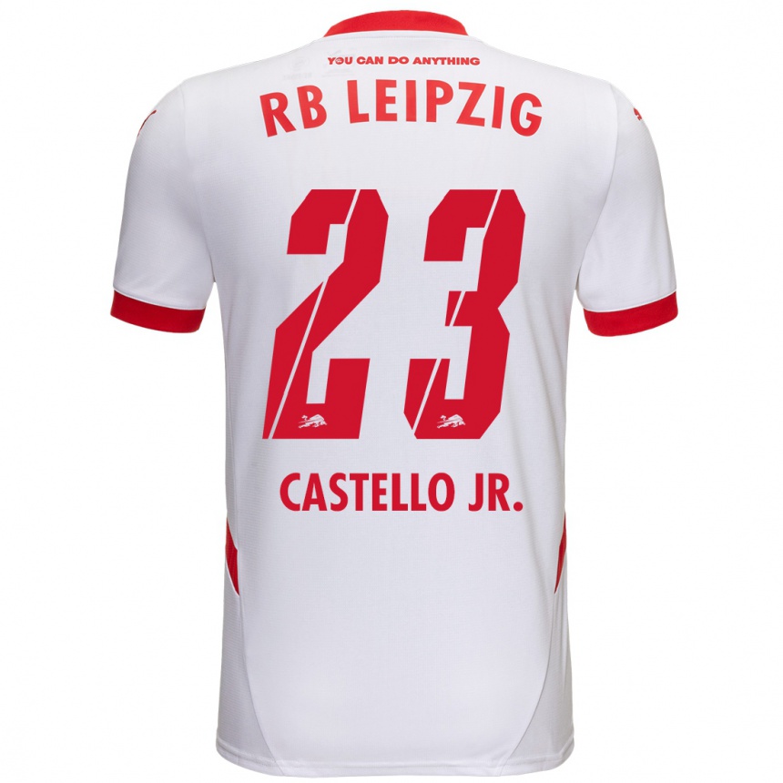 Kids Football Castello Lukeba #23 White Red Home Jersey 2024/25 T-Shirt Nz