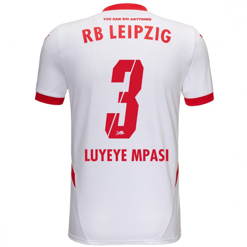 Kids Football Seal Luyeye Mpasi #3 White Red Home Jersey 2024/25 T-Shirt Nz