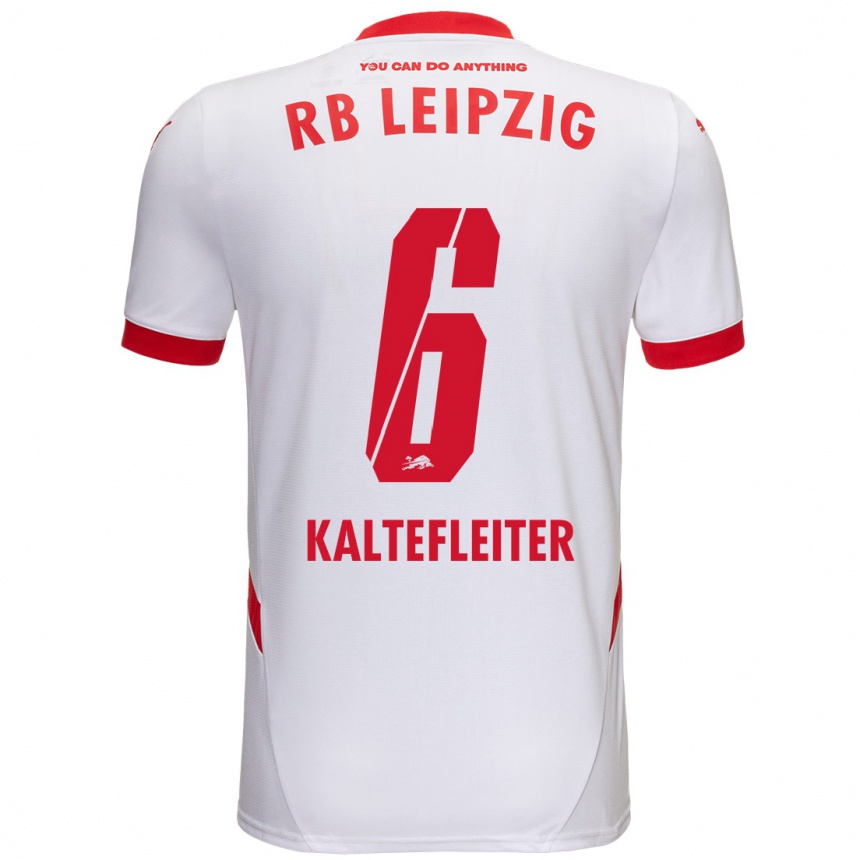 Kids Football Benno Kaltefleiter #6 White Red Home Jersey 2024/25 T-Shirt Nz